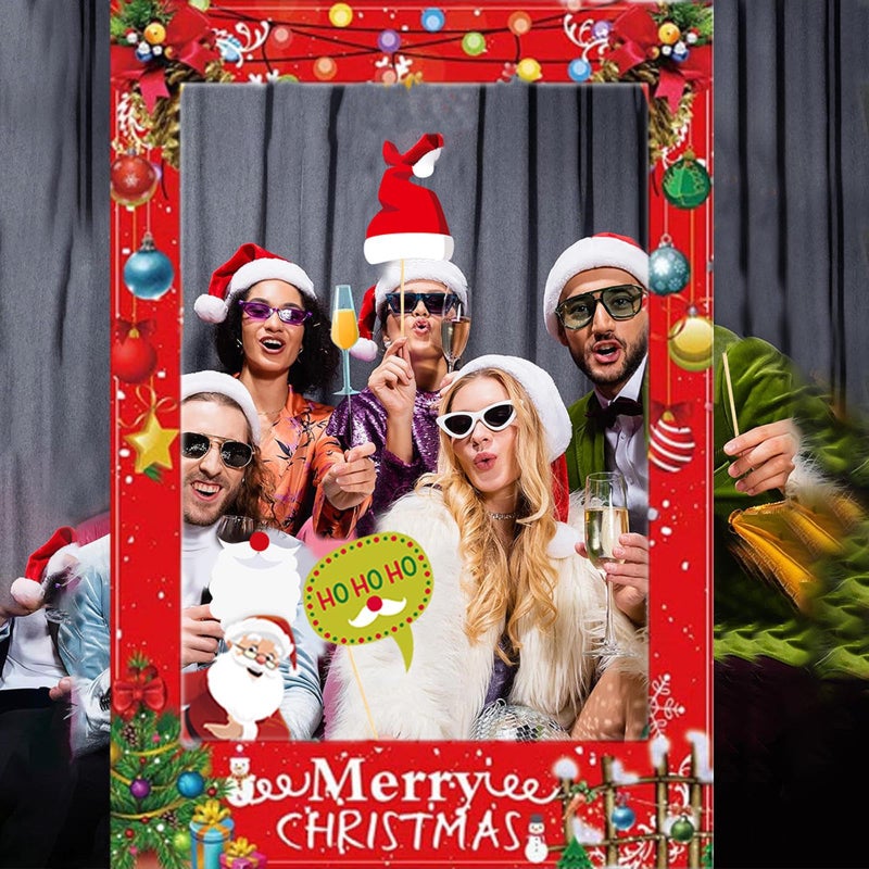 Soochat Christmas Photo Booth Props Frame Christmas Photo Booth Frame for Xmas Winter Holiday New Year Decorations - Image 4